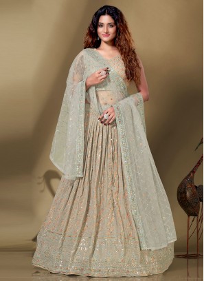 Readymade Lehenga Choli Sequins Georgette in Sea Green