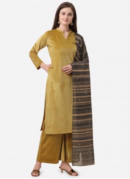 Readymade Salwar Kameez Plain Velvet in Sea Green