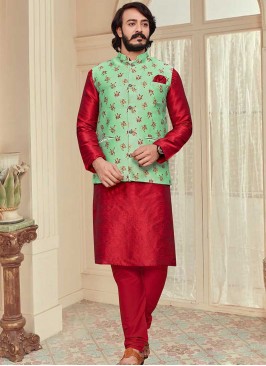 Red And Green Color Kurta Jacket