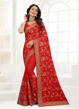 Red Ceremonial Traditional Designer Saree