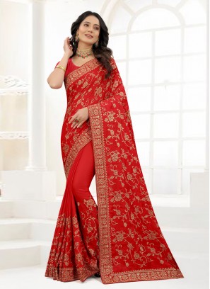 Red Ceremonial Traditional Designer Saree