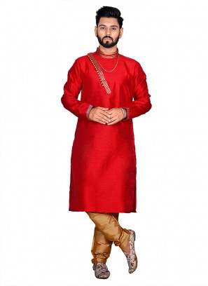 Red Classic Simple Indian Kurta Set