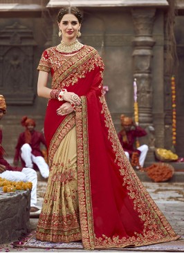 Red Color Art Silk Wedding Wear Saree