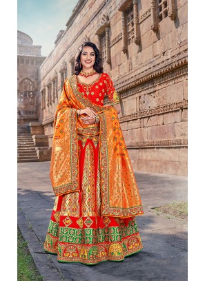 Red Color Banarasi Silk Lehenga Choli