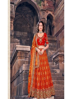 Red Color Banarasi Silk Lehenga Choli