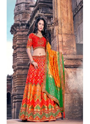 Red Color Banarasi Silk Lehenga Choli
