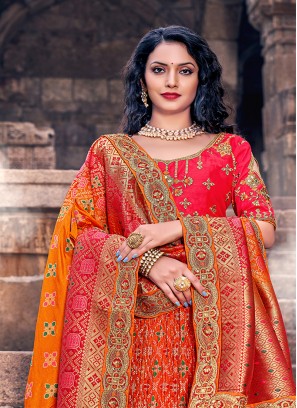 Red Color Banarasi Silk Lehenga Choli
