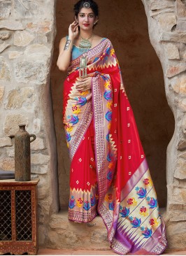 Red Color Banarasi Silk Party Wear Saree