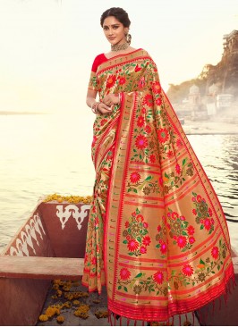 Red Color Banarasi Silk Saree