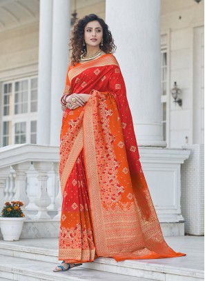 Red Color Banarasi Silk Traditional Saree