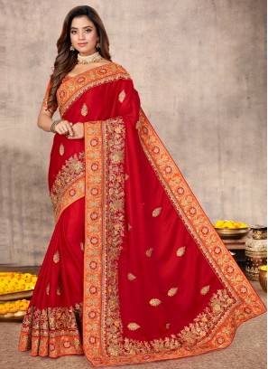 Red Color Classic Designer Saree