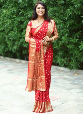 Red Color Classic Saree