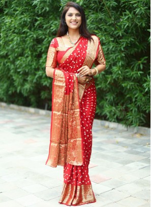 Red Color Classic Saree
