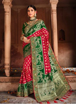 Red Color Dolla Silk Weaving Saree