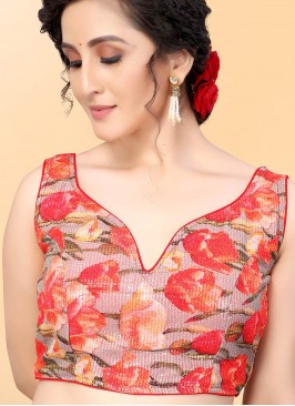 Red Color Georgette Sequins Work Blouse