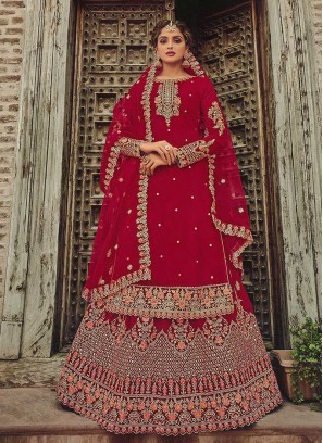 Red Color Georgette Sharara Suit