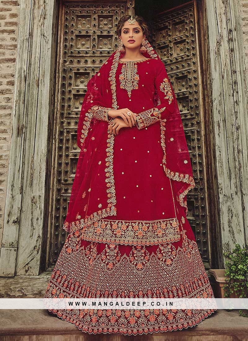 Red Color Georgette Sharara Suit