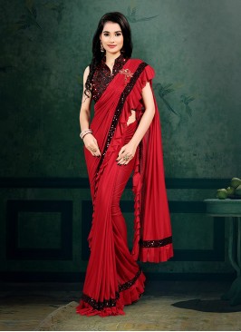 Red Color Imported Ready To Wear Saree