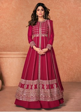 Red Color Party Wear Designer Georgette Suit