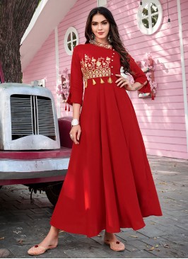 Red Color Party Wear Kurti