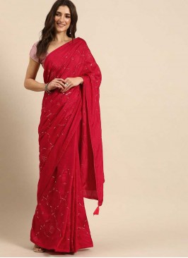 Red Color Poly Silk Saree