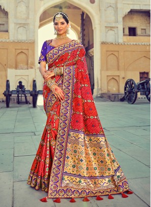 Red Color Pure Silk Wedding Wear Saree