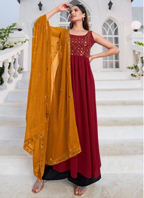 Red Color Readymade Salwar Kameez