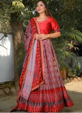 Red Color Silk Latest Style Lehenga