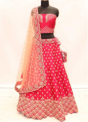 Red Color Silk Lehenga For Bride