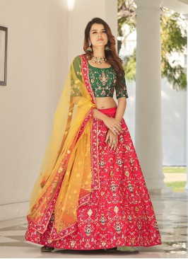 Red Color Silk Sequins Work Lehenga