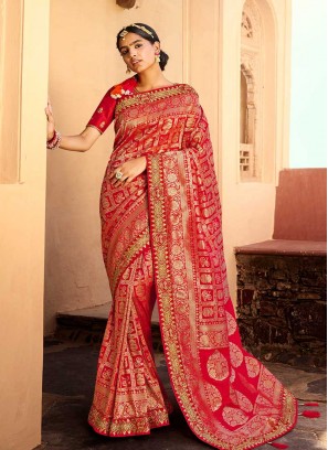 Red Color Silk Weaving Saree