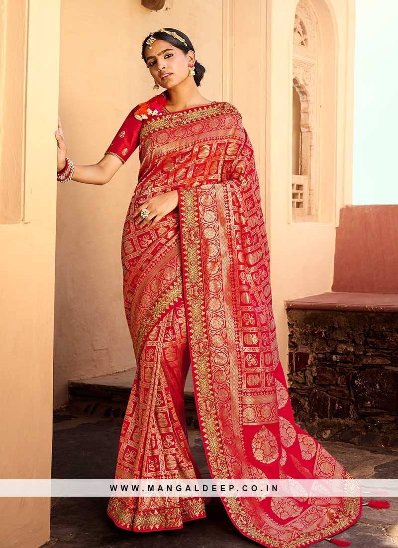 Red Color Silk Weaving Saree