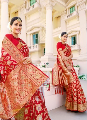 Red Color Silk Wedding Sarees
