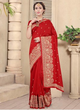 Red Color Traditional Designer Saree