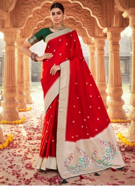 Red Color Trendy Saree