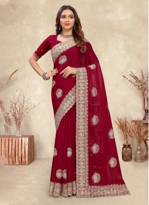 Red Color Trendy Saree