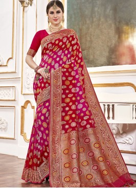Red Color Viscose Saree For Women