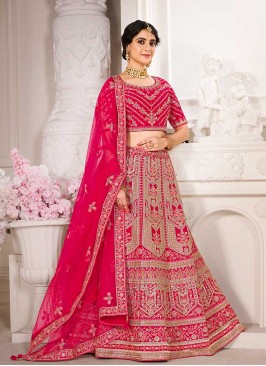 Red Color Wedding Wear Silk Lehenga