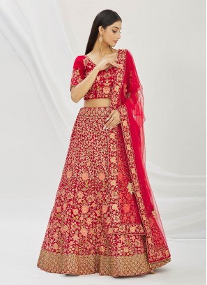 Red Cutwork Designer Lehenga Choli