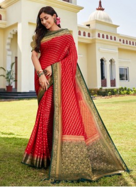 Red Designer Saree