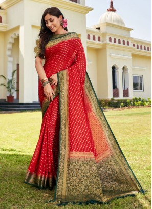 Red Designer Saree