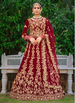 Red Dori Work Engagement A Line Lehenga Choli