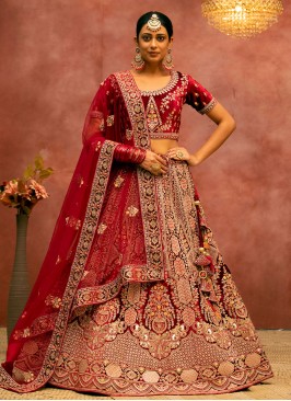 Red Embroidered Bridal Lehenga Choli
