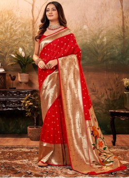 Red Festival Designer Saree