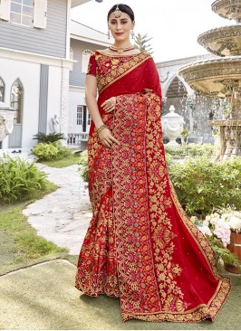 Red Festival Silk Traditional Saree