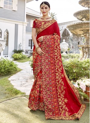 Red Festival Silk Traditional Saree
