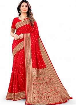 Red Festive Function Wear Silk Saree