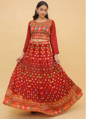 Red Georgette Wedding Readymade Lehenga Choli