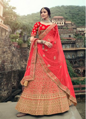 Red Mehndi Lehenga Choli