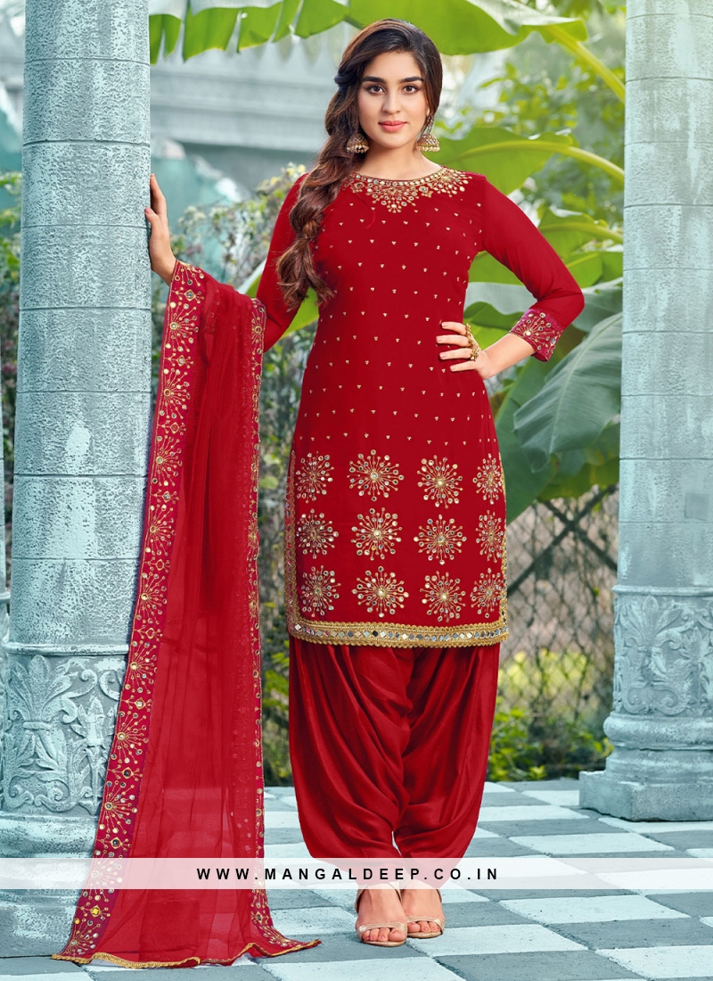 Cherry Red Designer Salwar Suits For Women – TheDesignerSaree